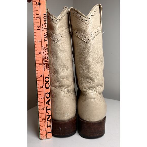 Cuadra DeerSkin Western Boots Leather Ivory Pointed Toe Unisex Men Sz 7 Women 9 - Picture 6 of 16